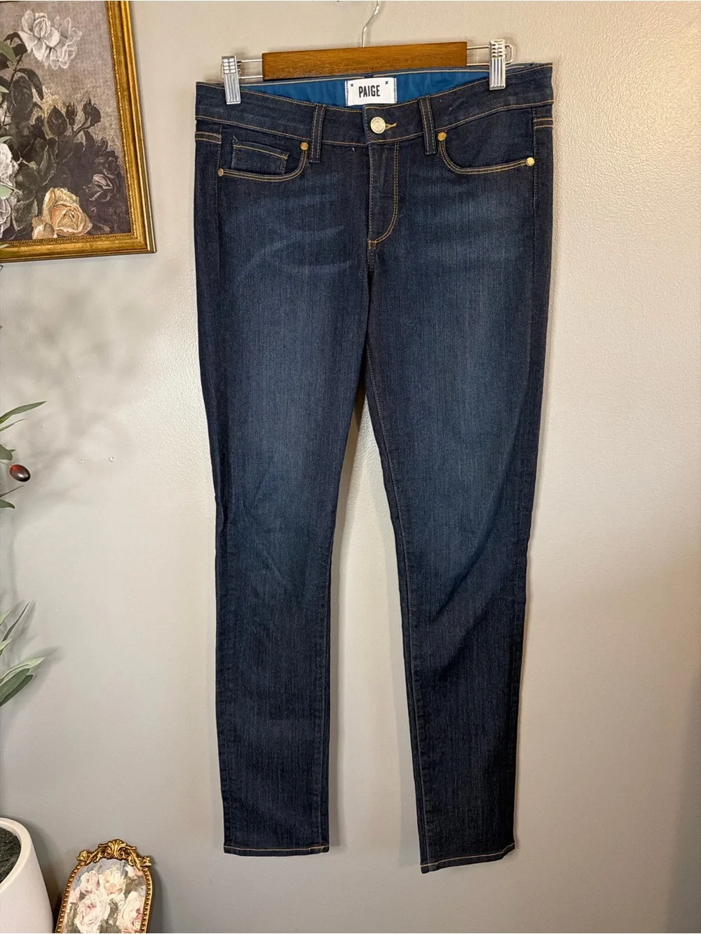 Paige Skyline Skinny Jeans Women’s 29 Dark Wash Mid Rise Stretch Premium Denim - Picture 4 of 9